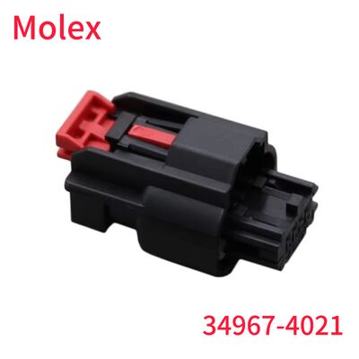 Molex 34967-4021 4핀 검정색 자동차 커넥터 하우징(빨간색 잠금 클립 포함), 원래 Molex 커넥터